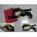 Bremshebel- / Kupplungshebel-Satz, goldfarben/schwarz<br>Zustand: Gebraucht mit Mangel<br><br>Verwendbar fr: Kawasaki ZZR 1400, Typ: ZXT40C, Modelljahr: von 01/2008 bis 12/2011
